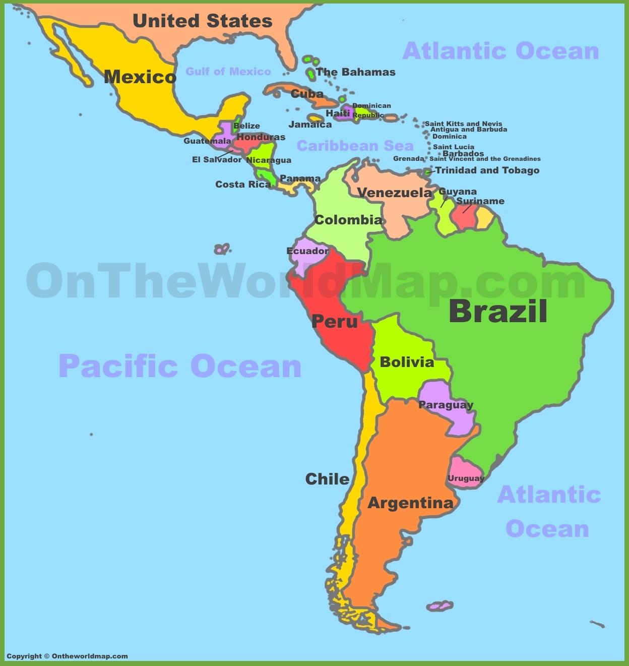 amerika karta Karta över sydamerika och Mexiko   Mexiko och sydamerika karta  amerika karta