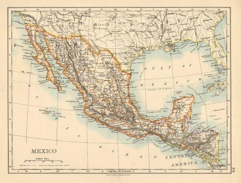gammal karta Mexiko