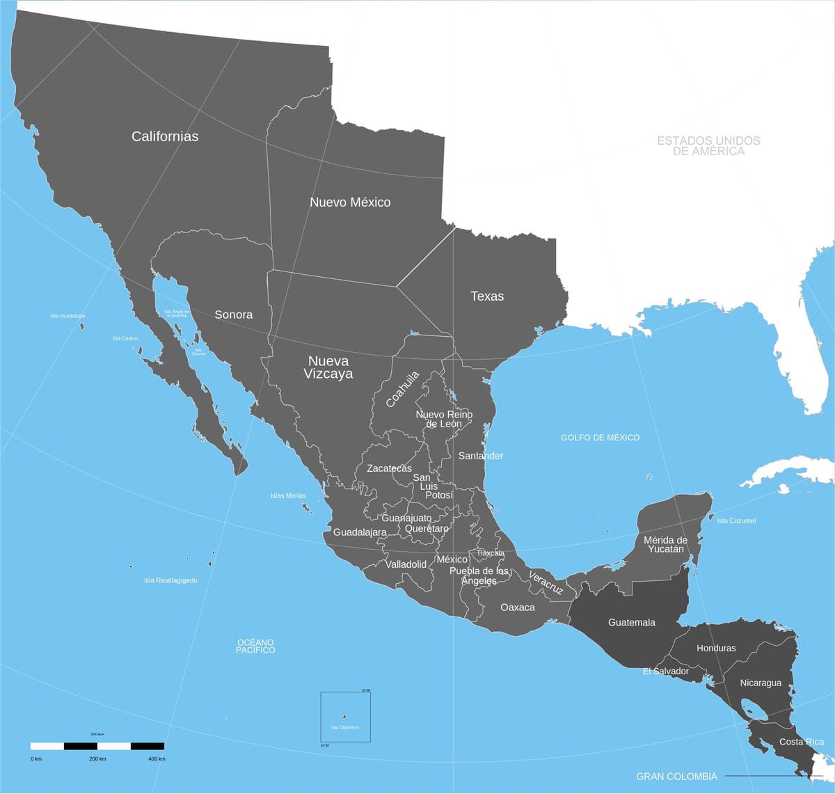 gamla mexikanska territoriet karta