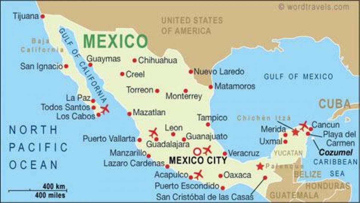karta över flygplatser i Mexiko