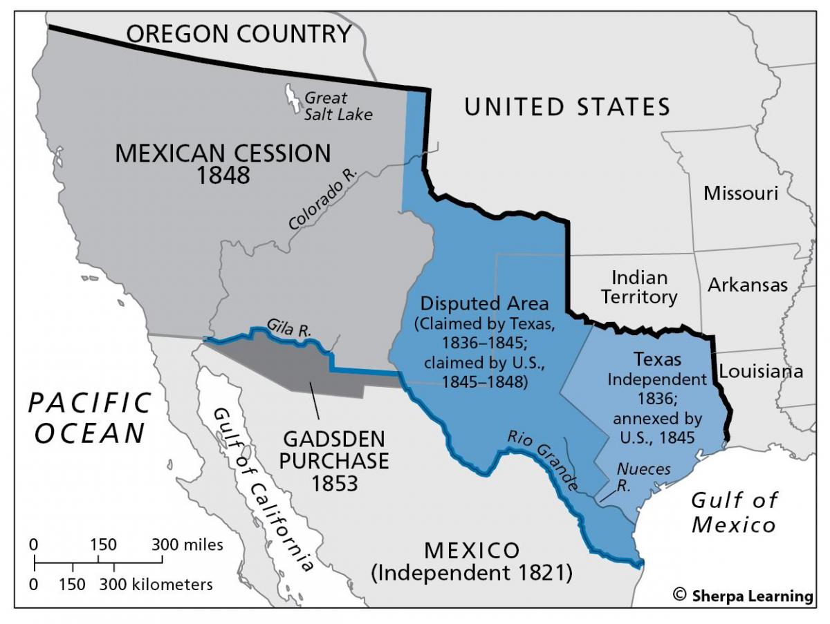karta över mexikanska överlåtelse