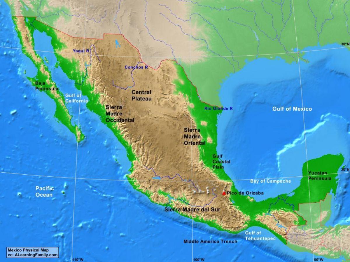 platån i Mexiko karta