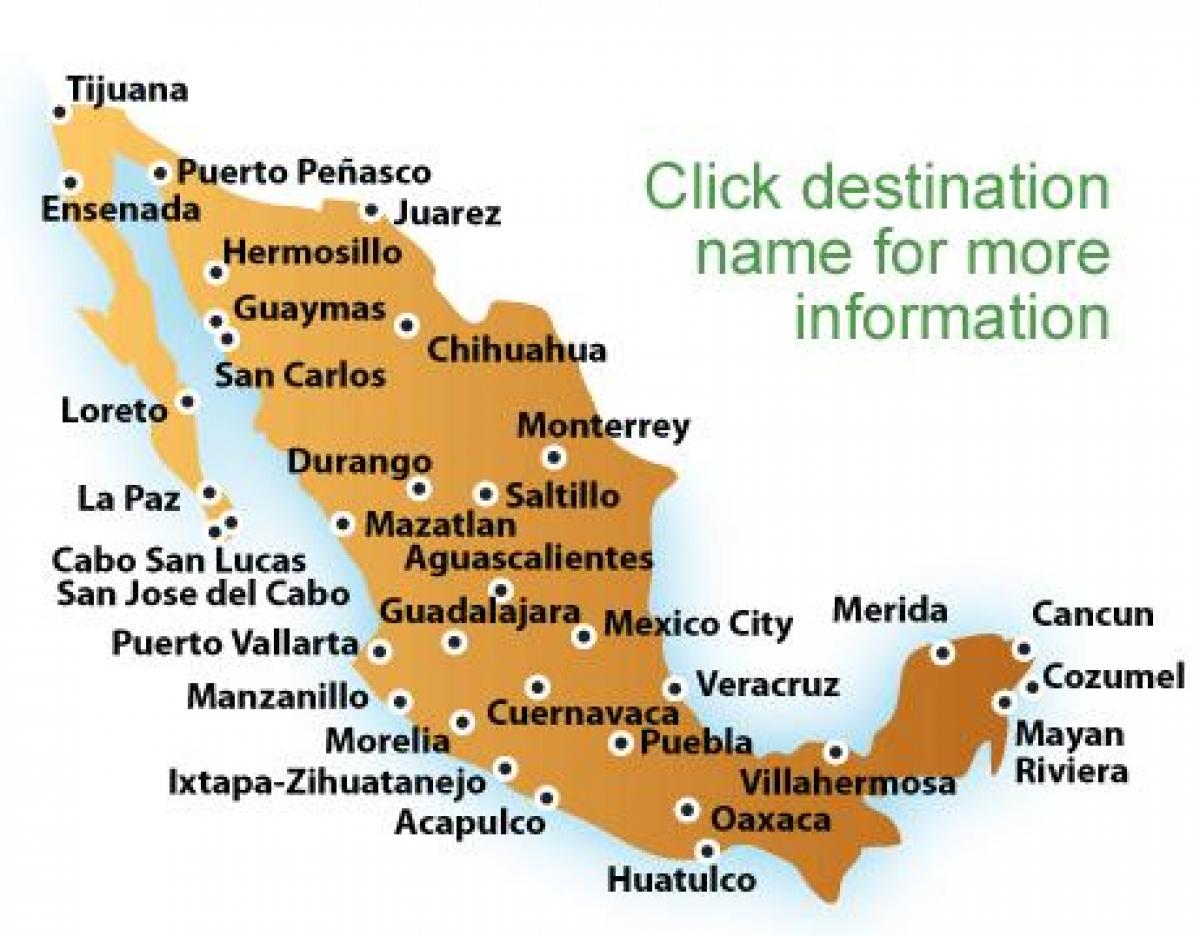 karta över stränderna i Mexiko