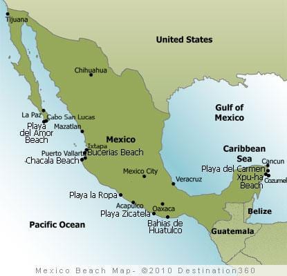 east coast Mexiko karta