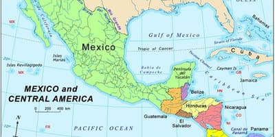 Karta Mexiko och centralamerika