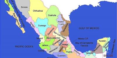 Mexiko karta över stater