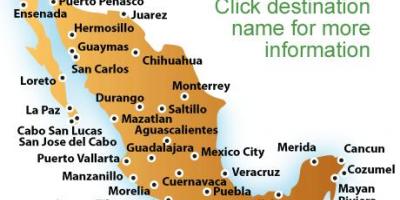 Karta över stränderna i Mexiko