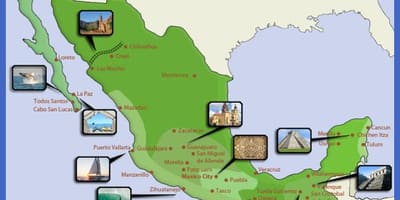 Karta över Mexiko turistmål