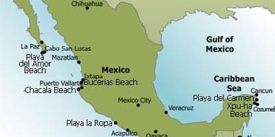 East coast Mexiko karta
