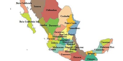 Karta över Mexiko provinser