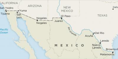 Usa och Mexiko border karta